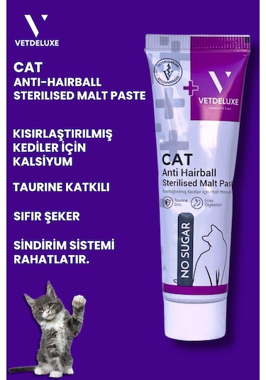 Vetdeluxe Sterilised Malte Paste Kısırlaştırılmış Kedi İçin Tüy Yumağı Önleyici Malt 100 G