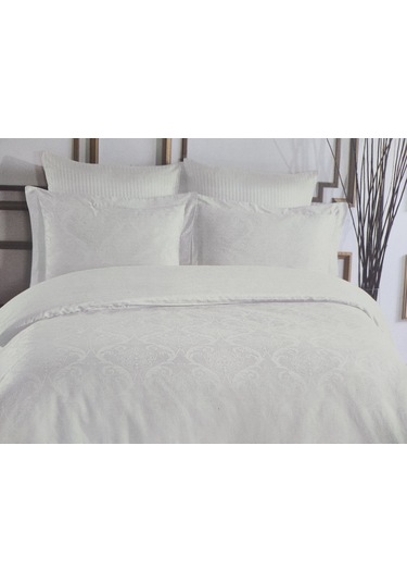 Jakarlı Saten Nevresim Takımı Çift Kişilik Damaks Taş