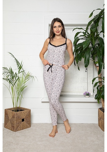 Kadın Ekru Renkli Dantel Detaylı Şortlu Ve Taytlı Pijama Takımı 3'lü Set 75030 Ekru