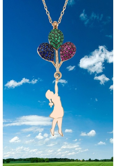 Gümüş Balonlu Kız Kolye Wsn262