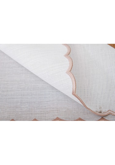 Finezza Dolce Nakışlı Keten Efekt Kumaş Krem Sarı A.Servis 33,5x45 cm 4 Ad-1395 Krem