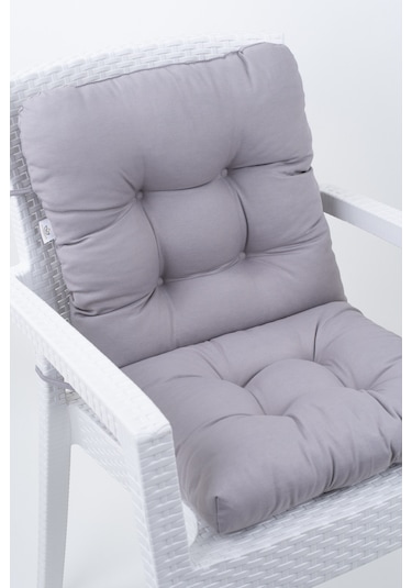 Altınpamuk Neva Pofidik Özel Dikişli Bağcıklı Arkalıklı Sandalye Minderi 44x88 CM Gri