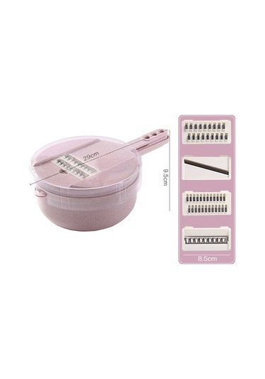Pembe Çift Malzeme Sebze Dilimleyici - 4 Bıçaklı Çok Amaçlı Kesici Makinesi Pembe Pembe
