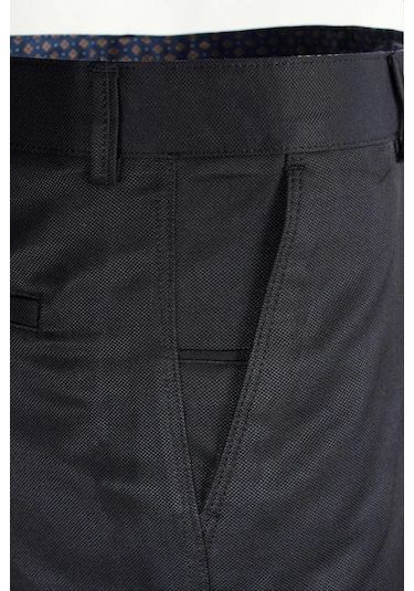 Classics Men Caserta Regular Fit Erkek Armürlü Keten Pantolon - 7635 Siyah