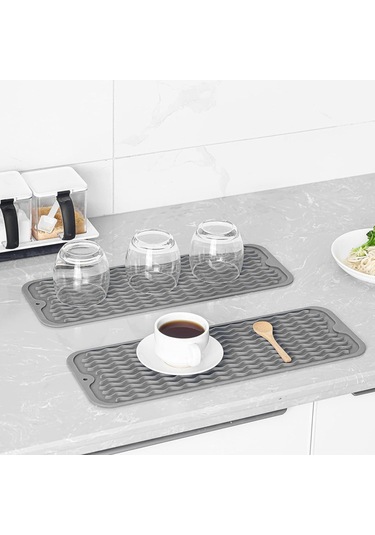 Çok Amaçlı Bulaşık Kurutma Matı, Mutfak İçin Silikon Mat Gri-b Grey