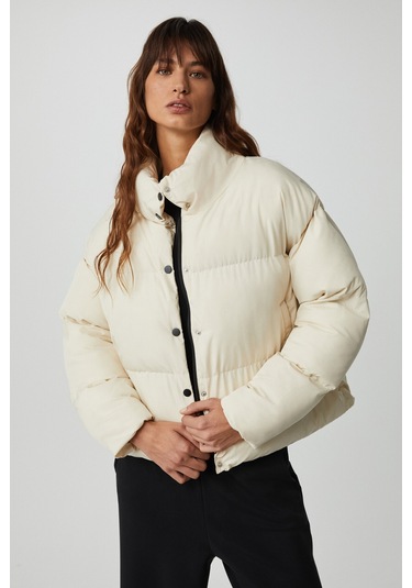 KEIRAN Kadın Dik Yaka Astarlı Beyaz Mont