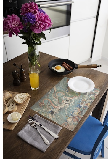 Dekoratif Baskılı Keçe Amerikan Servisi, Supla 2'Li Servis Takım  -397 Çok Renkli