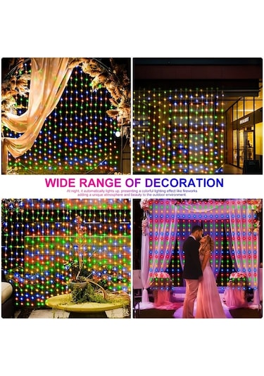Gateesat 1 Adet 9.8ft Solar Perde Işık 8 Desenli 300 Led Beyaz Bahçe Dekor Beyaz