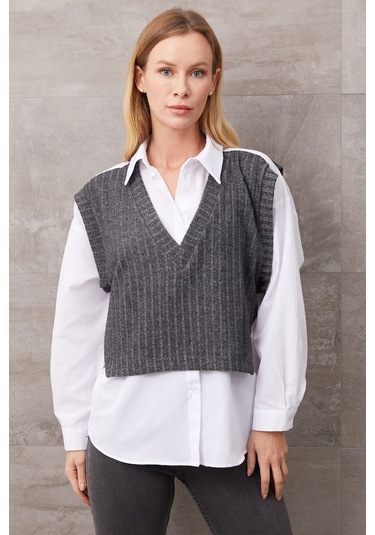 Dparis Süveter Detaylı Gömlek