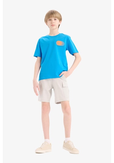 DeFacto Erkek Çocuk Beli Lastikli Kargo Cepli Şort B5868A825HSGR296 DeFacto Erkek Çocuk Beli Lastikli Kargo Cepli Şort B5868A825HSGR296