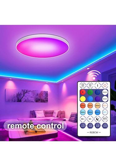 Akıllı Plafonyer Karartma Tavan Lambası 220 V Wi-fi+bt Kumanda Çok Renkli