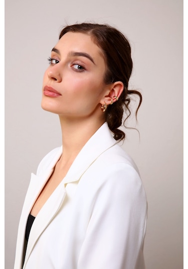 Gold Sarmal Earcuff Set Çok Renkli