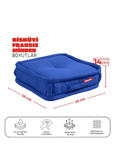 Xpermate Bisküvi Minder Petek Önü Fransız 45x45x14 Mavi