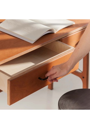 Woodesk Cosmos Ahşap Çalışma Masası Ve Kitaplık, 190x100 Tik Renk Teak