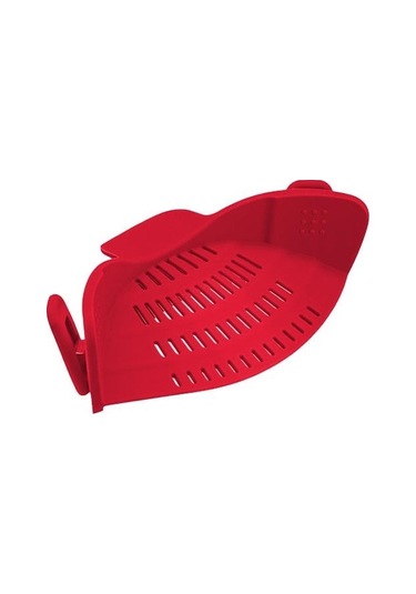 Novahub Silikon Klipsli Tava Tencere Süzgeci Dökülme Önleyici Süzme Sepeti Gıda Sınıfı Evrensel Kırmızı Kırmızı