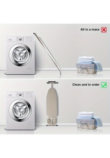 Chuangyinshop Beyaz Duvar Tipi Ütü Tahtası Askısı - Çift Kancalı Metal Ütü Panosu Askılığı