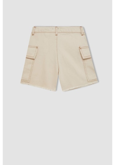 DeFacto Kız Çocuk Jean Şort B4957A824SMER233 Ekru