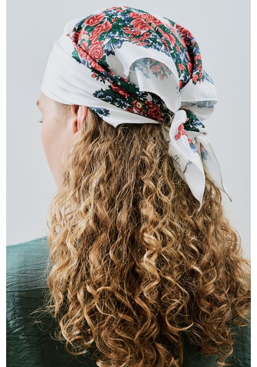 Saten Desenli Fular Dahlıa Dahlıa