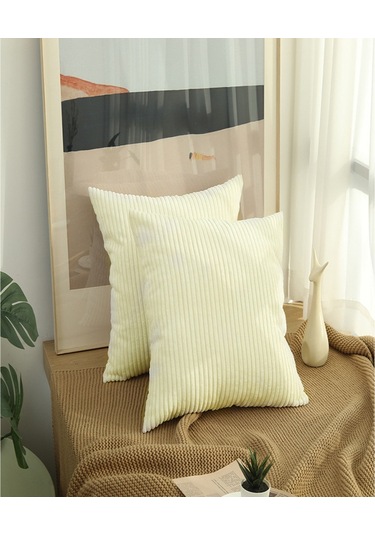 Adet Kadife Yumuşak Döşeme Kare Yastık Kılıfı, Süt Beyazı, 18x18"/45x45cm Çok Renkli