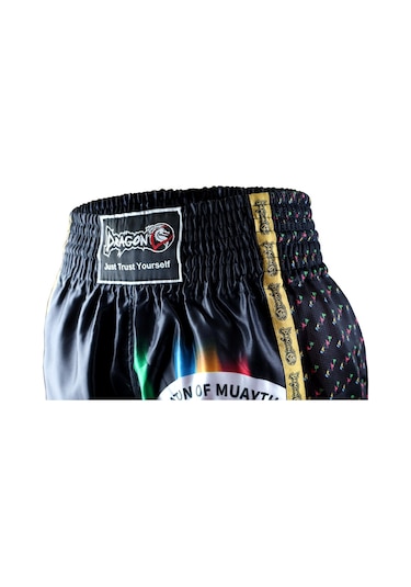 Dragondo Mt2025 Ifma Logolu Muaythai Şortu Baskılı Muay Thai Şortu Siyah