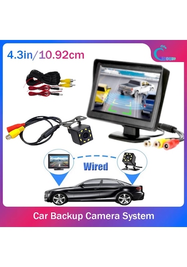 Xuweiwei Chıcoque 1 10.92 Cm 8led Xfk 4.3 İnç Lcd Ekran Ve Arka Kamera Net Gece Görüşü Pickup Suv Sedan Rv İçin Evrensel Geri Görüş Kiti