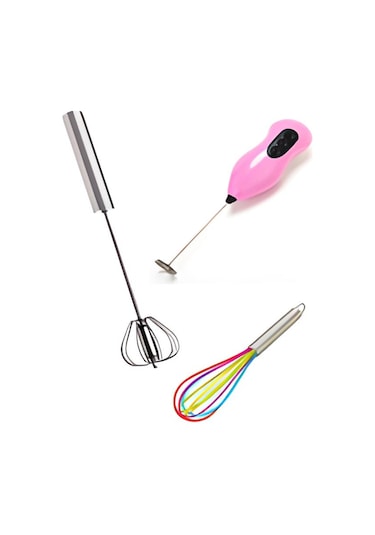 Freshbox 3Lü Çırpıcı Set - (Bas-Çek\Pilli\Slikon) Çok Renkli