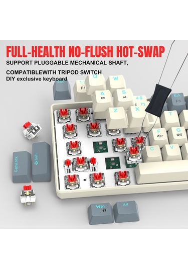 Kırmızı Anahtarlı Mekanik Klavye 61 Tuşlu Buz Mavisi Led Usb 2.0 Arm Core Tak Ve Çalıştır Oyun Ve Ofis İçin Kablolu Bilgisayar Klavyesi Ergonomik