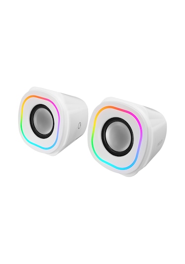 Mikado Md-180 2.0 3w 2 Beyaz Rgb Aydınlatmalı Usb + 3.5mm Usb 5v Speaker Hoparlör
