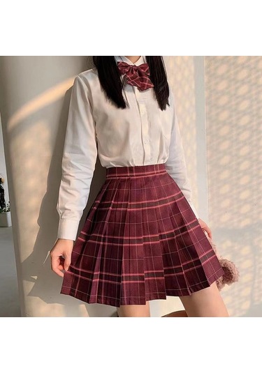 3 Adet Kadın Anime Okul Üniforması Seti Şarap Kırmızı Pilili Etekler Yaz Jk Gömlek Uzun Kollu Ceket Mini Ekose Etek Takım Elbise Şarap Kırmızısı&beyaz Bordo - Beyaz 3 Adet Kadın Anime Okul Üniforması Seti Şarap Kırmızı Pilili Etekler Yaz Jk Gömlek Uzun Kollu Ceket Mini Ekose Etek Takım Elbise Şarap Kırmızısı&beyaz Bordo - Beyaz