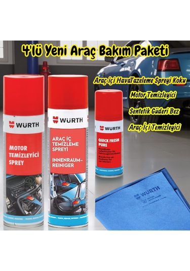 Würth Yeni Araç Motor Temizleme,araç İçi,quick Fresh,bez Bakım Paketi 4'lü
