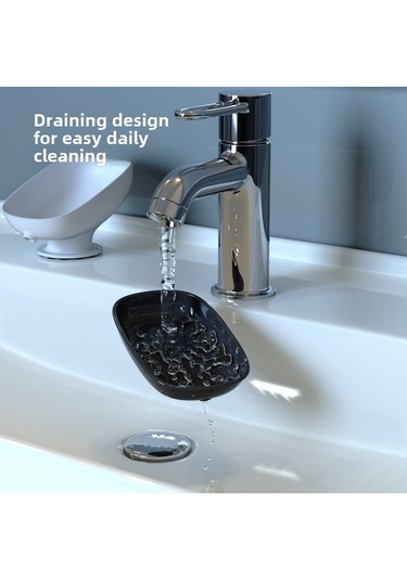 Mufunye Duvar Montajlı Sabun Tutucu, Delme Yok, Süper Sıçrama Pervane, Su Akışlı Tasarım, Banyo Dolapı, Gri, 120 Adet Paket Diğer