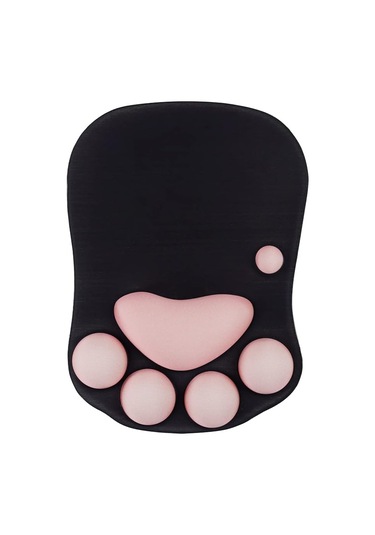 Kedi Ayağı Ve Bilek Desteğine Sahip Mouse Pad, Taşınabilir Ergonomik Kaymaz Oyuncu Mouse Pad'i Bilek Ağrısını Giderir 10,7 X 7,7 X 1,1 İnç Siyah Sakura