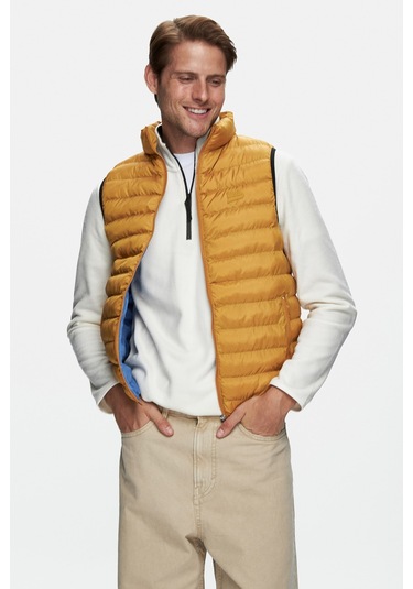 Blume Sarı Fermuarlı Ve Cepli Polyester Standard Fit Erkek Yelek - Sarı