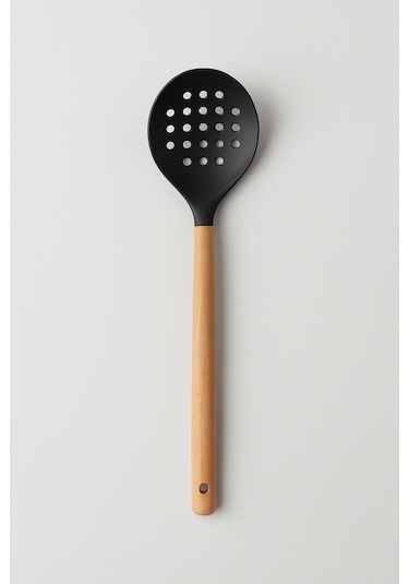 Bambu Saplı Siyah Silikon Kevgir 9 32 3 Cm Siyah