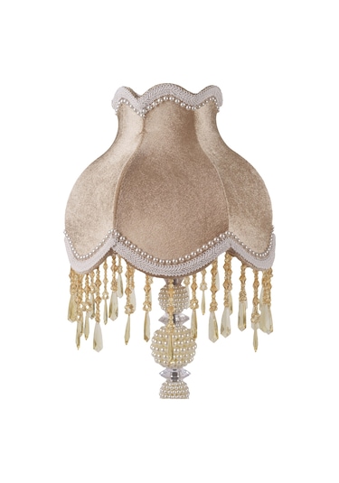 Kadife Kaplı El Yapımı Klasik Gold Model Abajur Altın