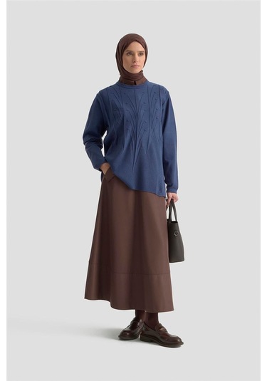 Armine Başak Desenli Kazak 25kd7006 İndigo İndigo