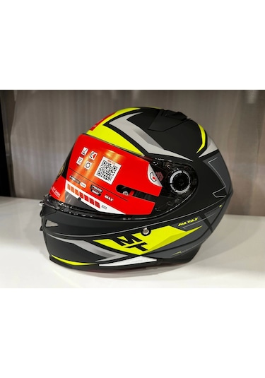 Kask Mt Revenge 2 S Hatax C3 Motosiklet Kaskı Mat Sarı - Siyah
