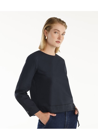 Yargıcı Önü Bağlama Detaylı Bluz Lacivert