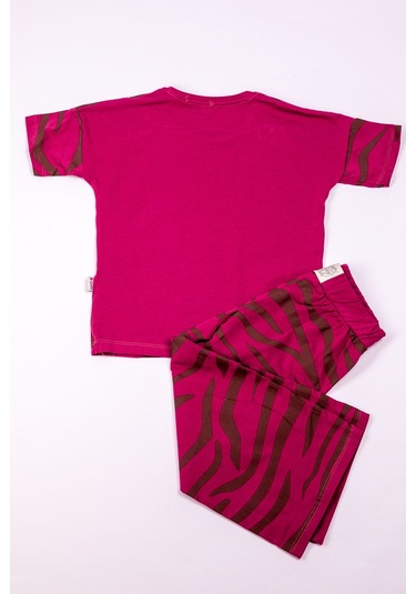 Kız Çocuk Kaprili Takım Zebra Baskılı A83 Pudra