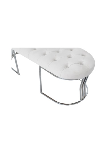 VİEGO SILVER BEYAZ-Kapitoneli Model Puf&Bench&Koltuk-Oturak-Uzun Makyaj Puff-Yatak Odası Ucu&Önü