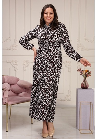 Aymeravm - Çiçek Desenli Viskon Elbise - Çuha0401Ga