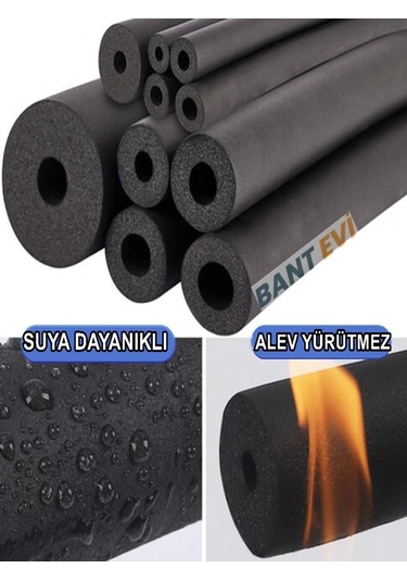 Kauçuk Boru İzolasyonu 1/2" İç Çap 22mm, 13mm Kalınlık, 2mt Boy