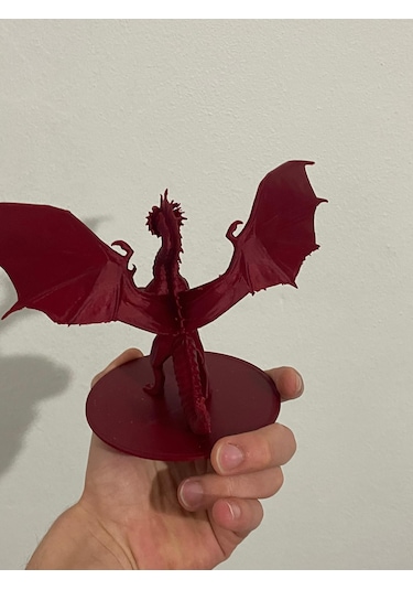 3d Baskı Kırmızı Ejderha Figürü Detaylı Fantastik Dragon Biblo Masaüstü Dekor 01