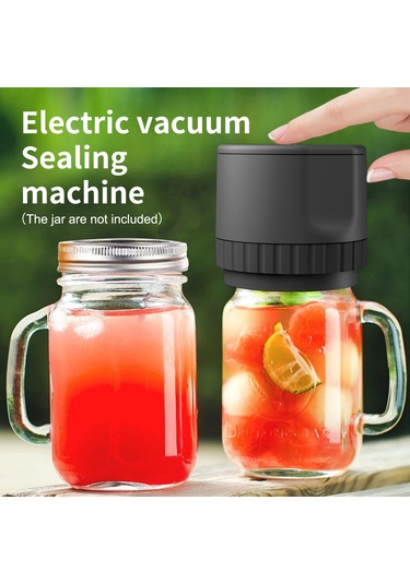 Gajeena Taşınabilir Elektrikli Vakumlama Makinesi - 5 Büyük Ve 5 Küçük Kapaklı Mason Kavanoz Ağzı Kapatma Seti Piller Dahil Siyah