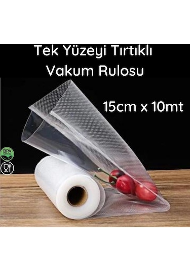 Rulo Vakum Torbası - Tek Yüzeyi Tırtıklı- 15 Cm X 10 Mt