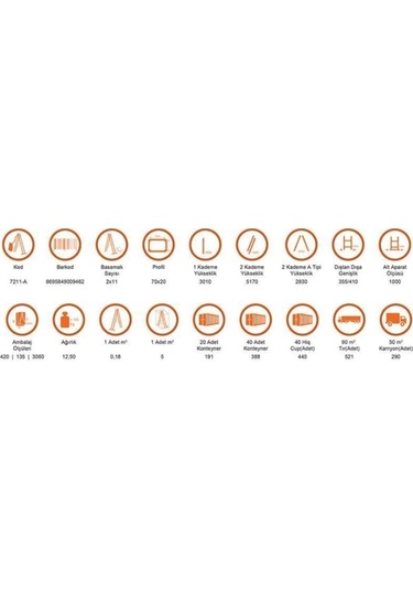 Saraylı Aluminyum Endüstriyel A Tipi Sürgülü Merdiven 2 Kademeli 2x11 Basamaklı