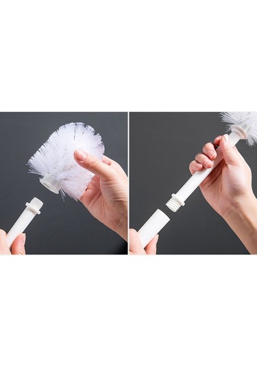 Lebıhmurah Bf1766 Uzun Saplı Ve Yumuşak Silikon Kıllı Duvara Askılı Tuvalet Fırçası Ve Alt Seti Sağlam Temiz Tuvalet Fırçası Seti-siyah Beyaz