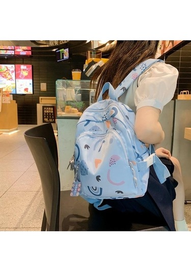 Novahub Yeşil Sevimli Kadın Baskılı Naylon Sırt Çantası Yeşil Yeşil