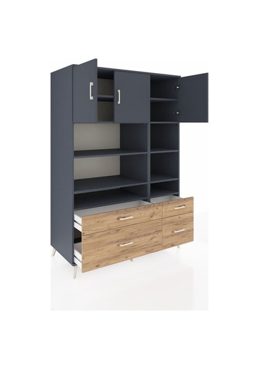 Kronos Dolap 10 Raflı 4 Çekmeceli 3 Kapaklı 132x59x195 Antrasit-antrasit/çam Antrasıt/atlas Çam Kronos Dolap 10 Raflı 4 Çekmeceli 3 Kapaklı 132x59x195 Antrasit-antrasit/çam Antrasıt/atlas Çam