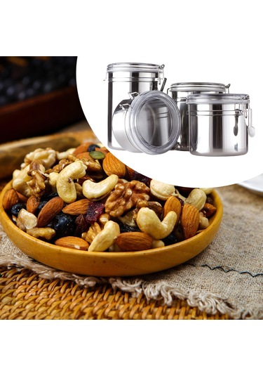 Homyl 4x Kahve Kutusu Kiler Depolama Tahıl Tuzları Şeker Için Gümüş